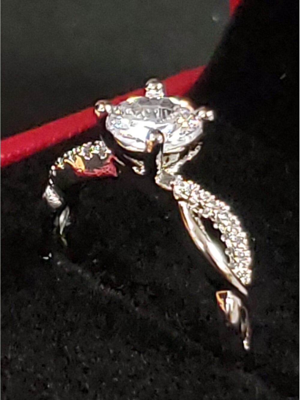 1 CT Moissanite Engagement Ring Sterling Silver Twist Band GRA Cert. 6.5mm NEW